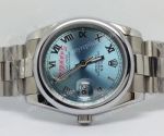 Rolex Datejust Watch White Gold Light Blue Roman Dial Men Watch